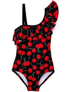 New ✨ Kanu Surf Morgan Floral Ruffle One-Shoulder One-Piece 🩱 Swimsuit (Big Kids) | Swimwear 😀