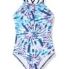 Deals 🤩 Kanu Surf Jasmine Beach Sport Halter One-Piece 🩱 Swimsuit (Little Kids/Big Kids) | Swimwear 😀